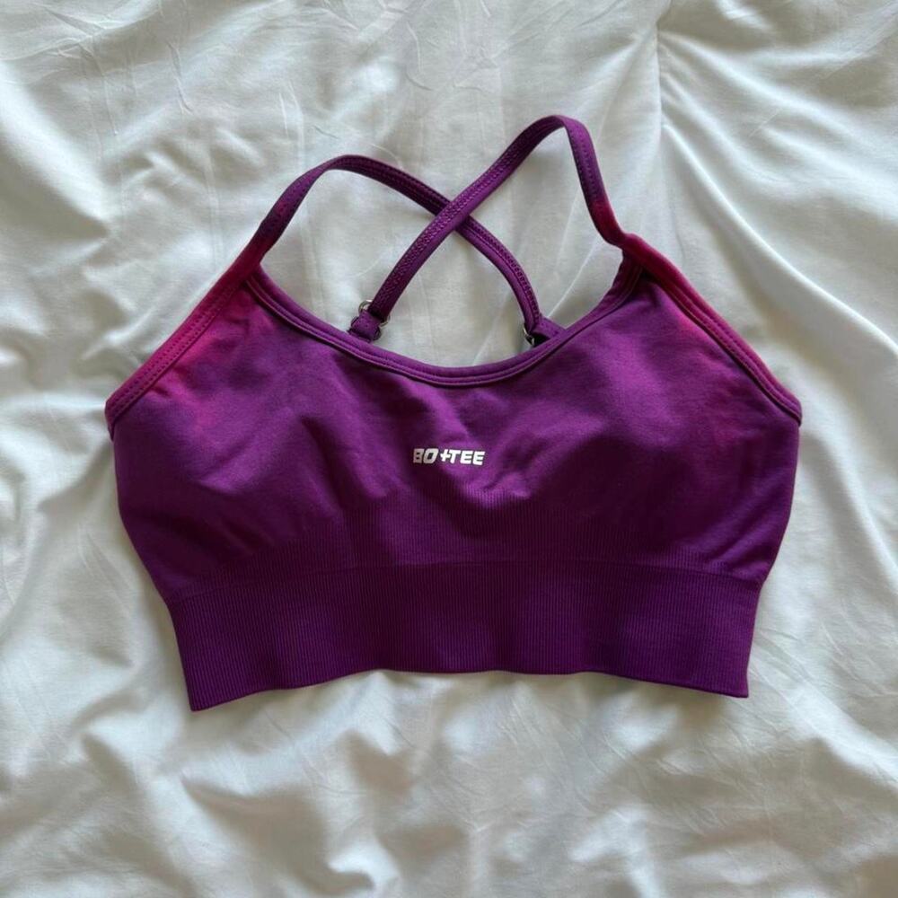 White Fox Active Purple Sports Bra with adjustable straps